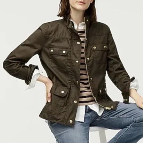 J CREW MOSS GREEN WAXED FIELD MILITARY JACKET - Picture 1 of 4